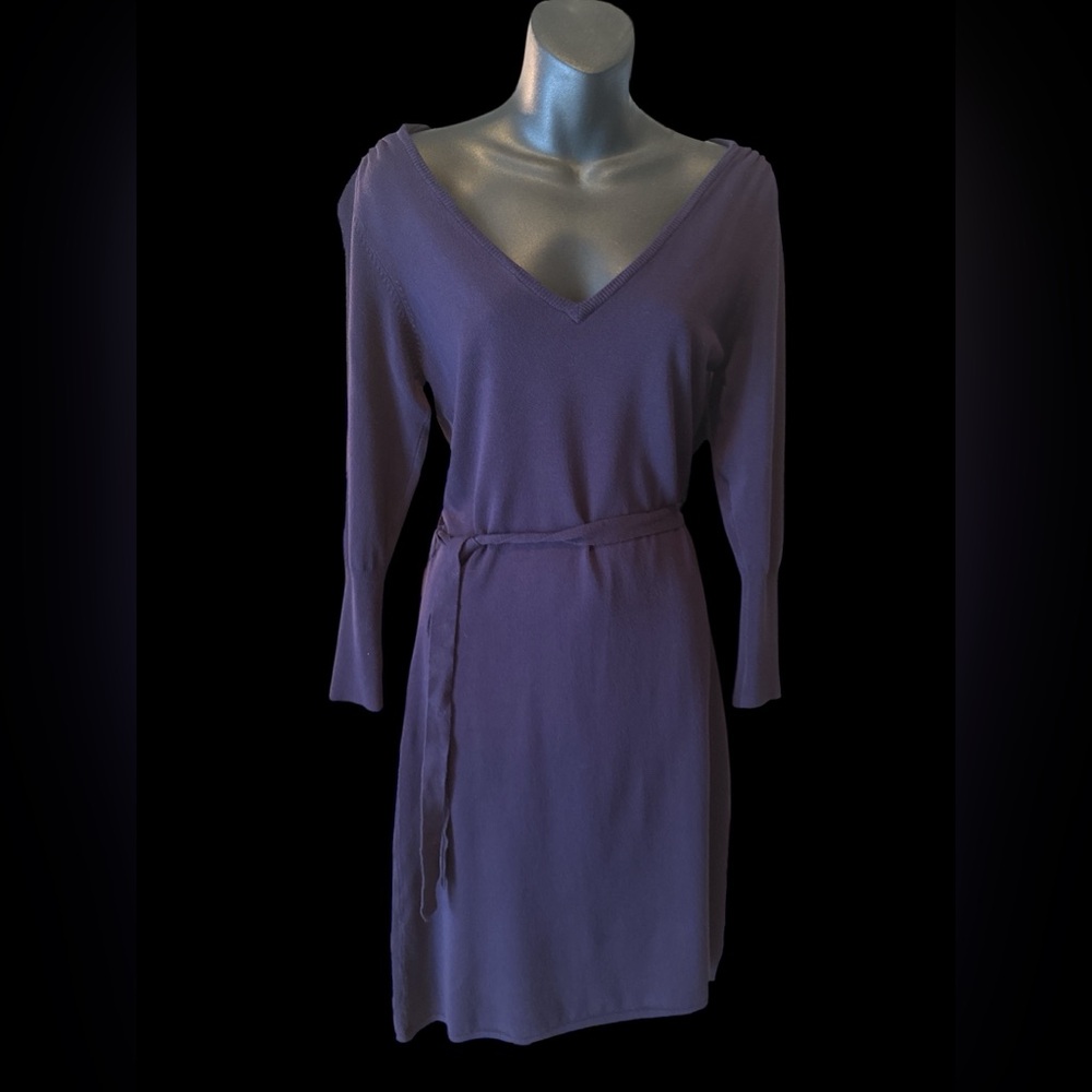 BCBG Maxazria medium Purple V-Neck Dress with Belt